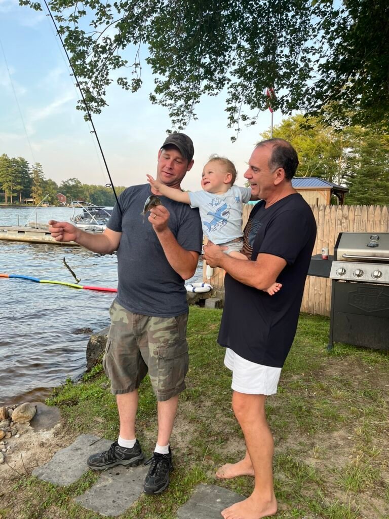 Family fishing during summer